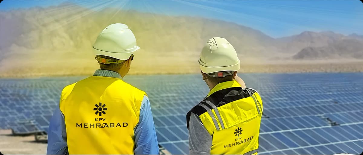 Engineers at solar farm